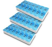 RE-GEN Triple Pack AM-PM Flip Up Weekly Medication Pill Organizer Holder Box - Large Storage Compartments