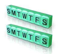 RE-GEN Twin Pack 7 Day Weekly XL Raised Letter Pill Medication Organiser Storage Box Compartment