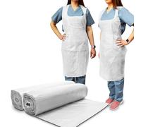 RE-GEN White Disposable Polythene CAT 1 Aprons, 400 Pack | 69x105cm Long Length 40" - 2 Rolls of 200 | Premium Quality, Kitchen, Catering, Medical Healthcare, Workplace Cleaning PPE | One Size