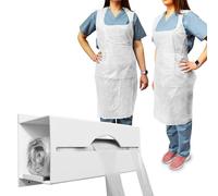 RE-GEN White Disposable Polythene CAT 1 Aprons & Wall Mounted Dispenser | 69x105cm Long Length 40" - Roll of 200 | Premium Quality, Kitchen, Catering, Medical Healthcare, Workplace Cleaning PPE