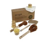 Re:gn 7-Piece Natural Kitchen Cleaning Set - Bamboo & Plant-Based Brushes, Eco-Friendly Coconut Fibre, Sisal & Cellulose Tools, Plastic-Free Dishwashing & Bottle Cleaning Kit