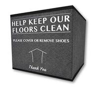 RE GOODS Real Estate Agent Supplies - Shoe Covers Box For Realtor Listings and Open Houses, Foldable Bin For Disposable Shoe Booties, Please Cover or Remove Your Shoes Sign