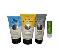 RE@L SHAVING Trio Set - Face Wash 150ml + Shave Cream 125ml + Anti-Ageing Moisturiser 100ml - Men's Skincare Kit + Free Aloe Vera Lip Balm