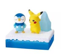 Re-Ment Pokemon Piplup and Pikachu on Ice Collection, Japanese Import, Iceburg Display, 2.5 x 2 Inch Base with 1-2 Inch Figures