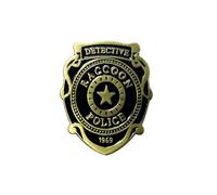 RE Police Badge Pin - Raccoon Detective Metal Enamel Brooches - Cosplay Costume Gift for Women Men