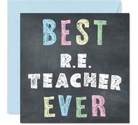 RE Teacher Appreciation Card - Best RE Teacher Ever - Thank You Card from Student Pupil, 145mm x 145mm Thankful Cards
