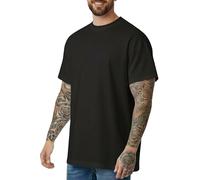 Re Tech UK - 100% Cotton Mens T Shirt - Proper Premium Heavyweight Plain Tee - Relaxed Loose Oversized Fit T Shirts for Men UK - Great for Casual Everyday & Holiday Wear, (Black, M)