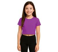 Re Tech UK - Cute Crop Tops for Girls | Soft Stretchy Fabric Girls' T-Shirts for Ages 5-13 | Perfect for School, Dance, Summer Days & Everyday Tween Style (Purple, 13)