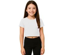 Re Tech UK - Cute Crop Tops for Girls | Soft Stretchy Fabric Girls' T-Shirts for Ages 5-13 | Perfect for School, Dance, Summer Days & Everyday Tween Style (White, 7-8)