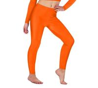 Re Tech UK - Girls Shiny Stretchy Dance Gymnastics Leggings (3-4, Orange)