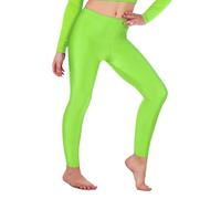 Re Tech UK - Girls Shiny Stretchy Dance Gymnastics Leggings (5-6, N.Green)