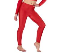 Re Tech UK - Girls Shiny Stretchy Dance Gymnastics Leggings (7-8, Red)