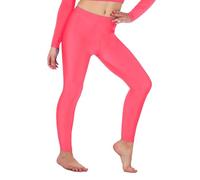 Re Tech UK - Girls' Shiny Stretchy Dance & Gymnastics Leggings - Footless - Elastic Lycra Sportswear for Kids - Great for Gymnastic Outfits - Many Colours to Choose (3-4 Years, Neon Pink)