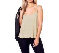 Re Tech UK Ladies New Camisole Cami Plain Strappy Swing Vest Top Fla Sleeveless, Stone, Plus Size XL 16-18