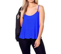 Re Tech UK Ladies New Camisole Cami Plain Strappy Swing Vest Top Flared Sleeveless, Royal Blue, Plus Size XL 16-18