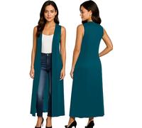 Re Tech UK - Ladies Sleeveless Cardigan | Womens Summer Lightweight Longline Waistcoat | Waterfall Open Front Maxi Cardigan | Thin Boyfriend Cardigans for Women UK (24-26 XXXL Teal)