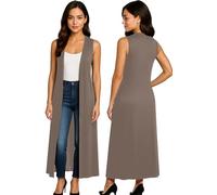 Re Tech UK - Ladies Sleeveless Cardigan | Womens Summer Lightweight Longline Waistcoat | Waterfall Open Front Maxi Cardigan | Thin Boyfriend Cardigans for Women UK (20-22 XXL Mocha)
