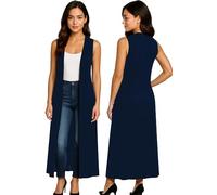 Re Tech UK - Ladies Sleeveless Cardigan | Womens Summer Lightweight Longline Waistcoat | Waterfall Open Front Maxi Cardigan | Thin Boyfriend Cardigans for Women UK (24-26 XXXL Navy Blue)