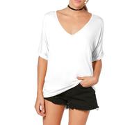 Re Tech UK - Loose Fit Plus Size V Neck T Shirts for Women UK - Great for Spring Summer - Ladies Baggy Oversized Tees 16-26 - V Neck Tops for Women - Black Navy Turquoise, (White, 20-22 XXL)