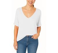 Re Tech UK - Loose Fit Plus Size V Neck T Shirts for Women UK - Great for Spring Summer - Ladies Baggy Oversized Tees 16-26 - V Neck Tops for Women - Black Navy Turquoise, (White, 24-26 XXXL)