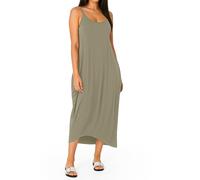 Re Tech UK - Loose Women's Plus Size Maxi Dress - Perfect for Holidays - Baggy Lagenlook Style - Sleeveless Summer Cami Dresses with Spaghetti Straps - Gypsy Boho Beachwear, Parachute, Khaki M/L