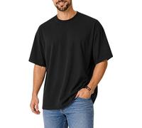 Re Tech UK - Mens Oversized Heavyweight Cotton T Shirts, (Black, S)