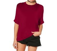 Re Tech UK - Soft Oversized T Shirts for Women UK | Casual Loose Fit Round Neck Tee | Lightweight Oversized Gym T Shirts for Women | Perfect for Warm Weather & Year Round Layering (24-26, Wine)
