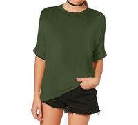Re Tech UK - Soft Oversized T Shirts for Women UK | Casual Loose Fit Round Neck Tee | Lightweight Oversized Gym T Shirts for Women | Perfect for Warm Weather & Year Round Layering (24-26, Khaki)