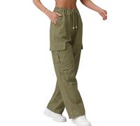 Re Tech UK - Womens Cargo Trousers with 4 Pockets - Bengaline Quality Stretch Fabric - Relaxed Fit, Elasticated High Waist - Great Cargo Trousers for Women - Ladies Work Pants Combat Style (Khaki, SM)