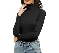 Re Tech UK Womens Jumpers Plain Ribbed Cotton Polo Turtle Roll Neck Tunic Top Long Sleeve Sweatshirt Ladies Winter Clothes Pullover Sweaters, Black, L/XL 16-18 Plus Size