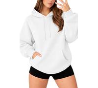 Re Tech UK - Women's Oversized Hoodie - Cozy Fleece Lined Pullover Hoodies for Women - Ladies Baggy Hoody Sweatshirts - Black, White, Pink, Grey, Navy - Plus (S, White)