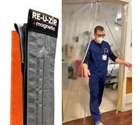 RE-U-ZIP® Self-Closing Ultra-Clear Magnetic Entry Strip Door Kit | Negative-Air Resistant and Reliable for Cleanrooms, Construction, Remodeling | Standard 6 Mil FR Vinyl (3.4 x 7.2 ft)