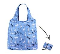 Re-Uz Lifestyle Shopper Foldable Reusable Shopping Grocery Bag - Fun Blue White Black Catty Cat Design