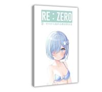 Re Zero Rem Anime Girl 2 Canvas Poster Wall Art Decor Print Picture Paintings for Living Room Bedroom Decoration Frame-style 20x30inch(50x75cm)