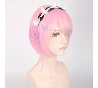 Re: Zero Starting Life in Another World Rem Ram Heat Resistant Synthetic Hair Headwear Cosplay Prop Halloween + Free Wig Cap Ram(both)