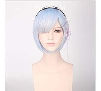Re: Zero Starting Life in Another World Rem Ram Heat Resistant Synthetic Hair Headwear Cosplay Prop Halloween + Free Wig Cap Rem(both)