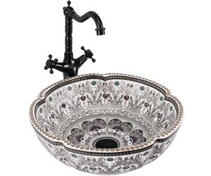 Rea Asanti Countertop Washbasin Bathroom Sink 425 x 425 x 150 mm Ceramic (Pattern)