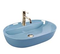 Rea Aura 61 L.Blue Shiny Countertop Washbasin Bathroom Sink 61 x 41 x 13 cm Ceramic (Blue)