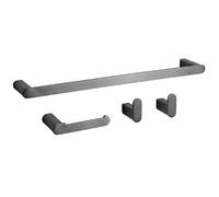 Rea - Bathroom Accessory Set l 4-Piece Mati - Titanium - Metal - 10 x 10 x 10 cm