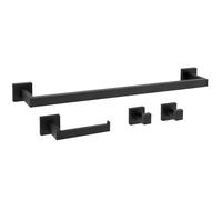 Rea - Bathroom Accessory Set l 4-Piece Rio - Black - Metal - 57 x 8.5 x 5 cm