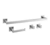 Rea - Bathroom Accessory Set l 4-Piece Rio - Brushed Nickel - Metal - 10 x 10 x 10 cm