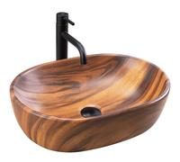 Rea Bathroom Sink Made of Ceramic Amelia Wood Matt - Brown - REA-U5060
