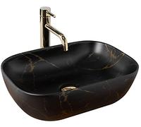 Rea Bathroom Sink Made of Ceramic Belinda Black Marble Matt - Black matt - REA-U8908