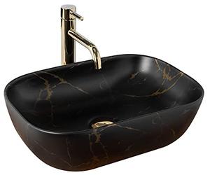 Rea Bathroom Sink Made of Ceramic Belinda Black Marble Matt - Black matt - REA-U8908