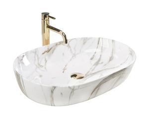 Rea Bathroom Sink Made of Ceramic Cleo 61 Shiny Aiax - Stone Imitation - REA-U9656