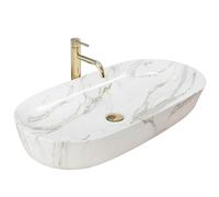 Rea REA-U8404 Bathroom Sink Made of Ceramic Stone imitation-REA-U8404, Gray, Cleo 81 Shiny Aiax 81 x 41 cm