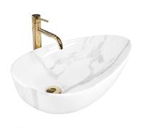 Rea Bathroom Sink Made of Ceramic Greta 65 Bianco Shiny - Stone Imitation - REA-U6501
