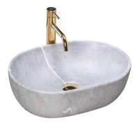 Rea GRAU Bathroom Sink Made of Ceramic Matt-Stone imitation-REA-U9889, Lara Grey 49 X 35 Cm