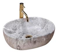 Rea Bathroom Sink Made of Ceramic Lara Stone Matt imitation-REA-U9888, Gray