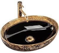 Rea Bathroom Sink Made of Ceramic Margot Black/Gold - Black/Gold - REA-U8978
